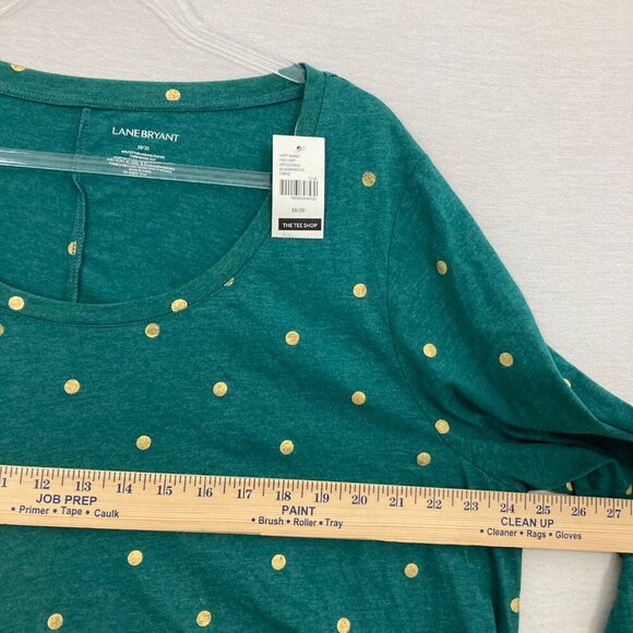 New Lane Bryant Green Polka Dot Round Neck Long Sleeve Top size 18/20 Stretch - Picture 5 of 8